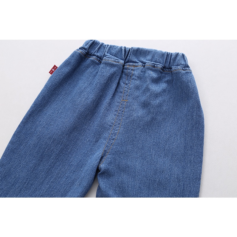 Bộ Áo Sơ Mi Tay Dài + Quần Denim Họa Tiết Doraemon Phong Cách Hàn Quốc Thời Trang Cho Bé Trai Gái 80-120cm