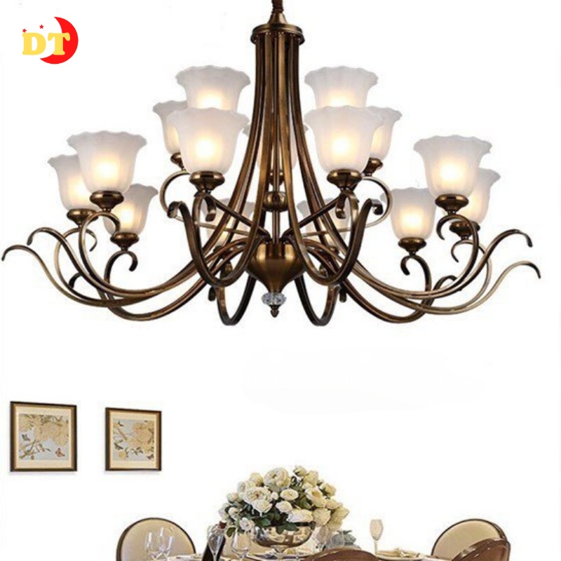 Đèn thả chùm trang trí tân cổ điển hiện đại trang trí phòng khách bàn ăn 15 bóng nến DHT
