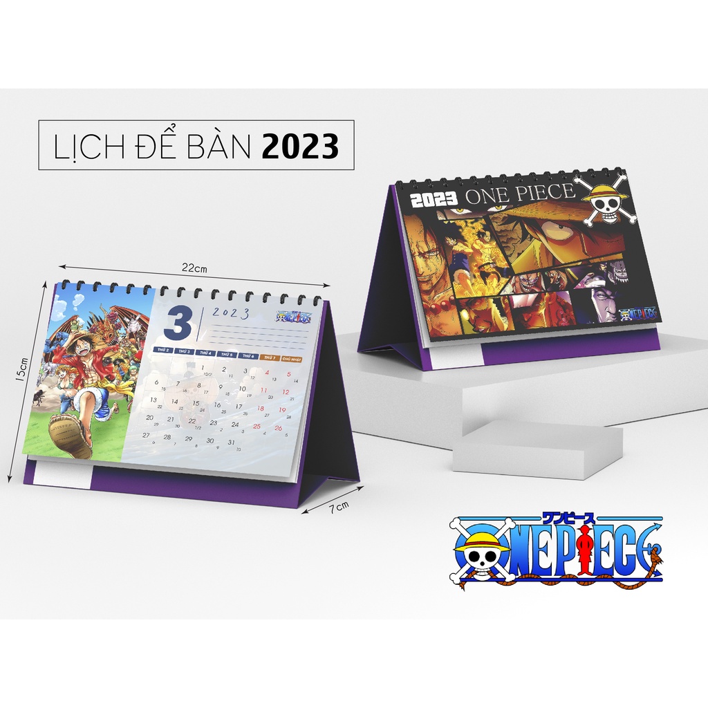 Lịch Để Bàn Lò Xo Cứng 2023, hình nhân vật Phim ONE PIECE, Sl 1 cuốn