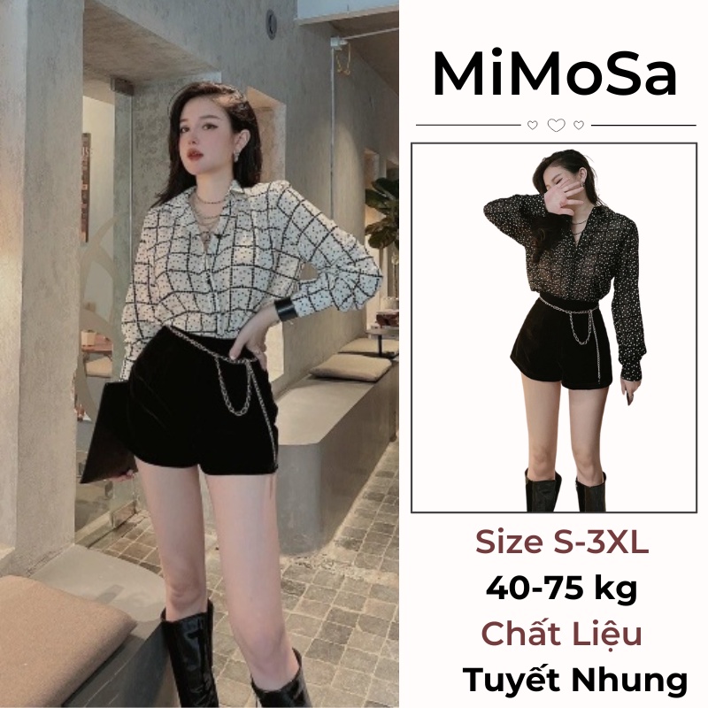 Quần Short Đùi Nữ Tuyết Nhung Mimosa , Quần Sooc Cạp Cao Lót Nhung 2 Lớp Bigsize (40-75kg)