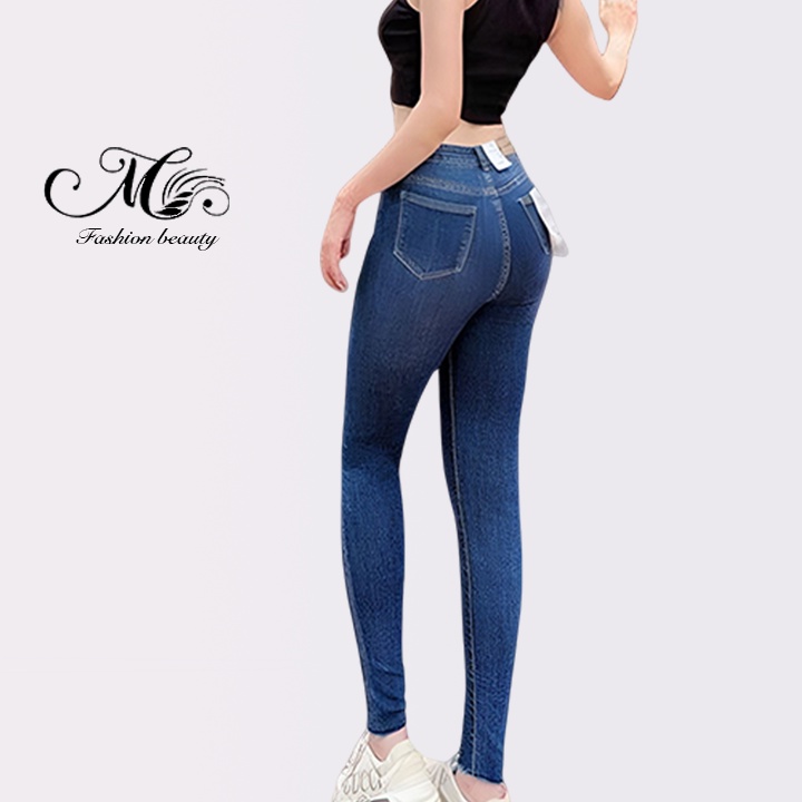 Quần jeans skinny cạp cao 1 cúc dài 98cm  - quần bò lưng siêu cao co giãn
