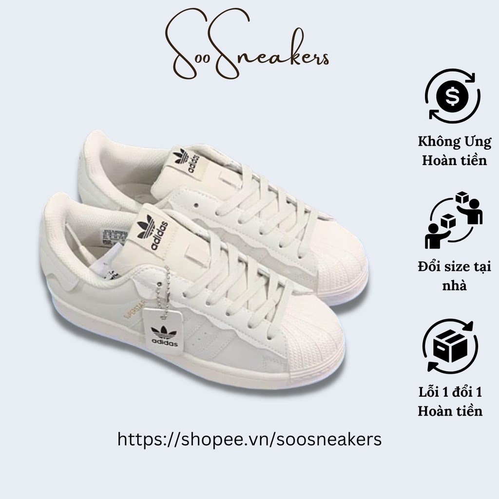 Giày Adidas Superstar Das Sò 3 Màu Kem, Hồng, Xanh, Giày thể thao Adidas Sò Trắng bản cao cấp cực hot 2023