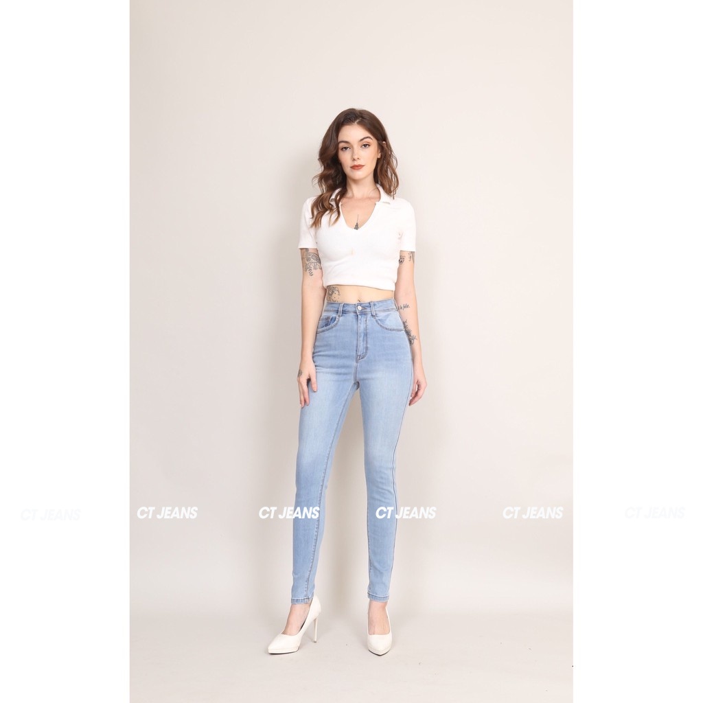 Quần skinny jean nữ bó lưng cao 4 màu tùy chọn CP56, CT JEANS