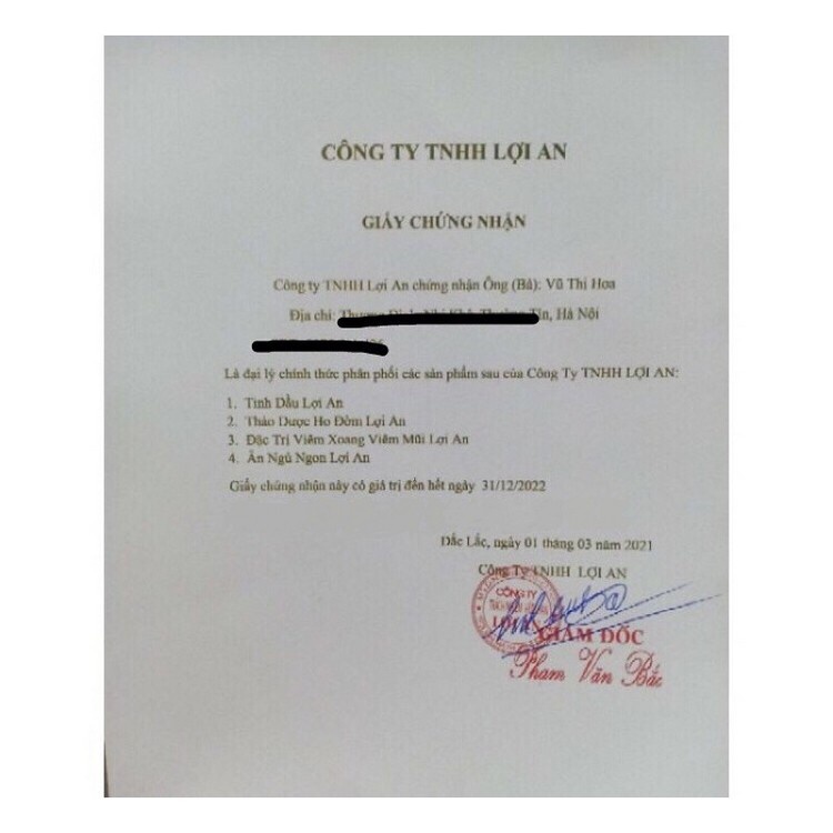 Tinh dầu Lợi An chính hãng 20ml