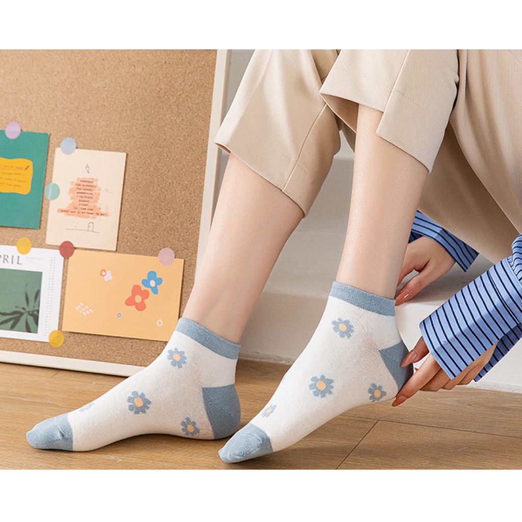 Vịt Dễ Thương Với Tất Hoa | Vớ Mắt Cá Chân Thời Trang Cho Nữ | Vớ Họa Tiết Động Vật JP5