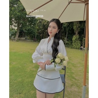 Váy trắng tiểu thư SHOHO Dress , Charm By Tea