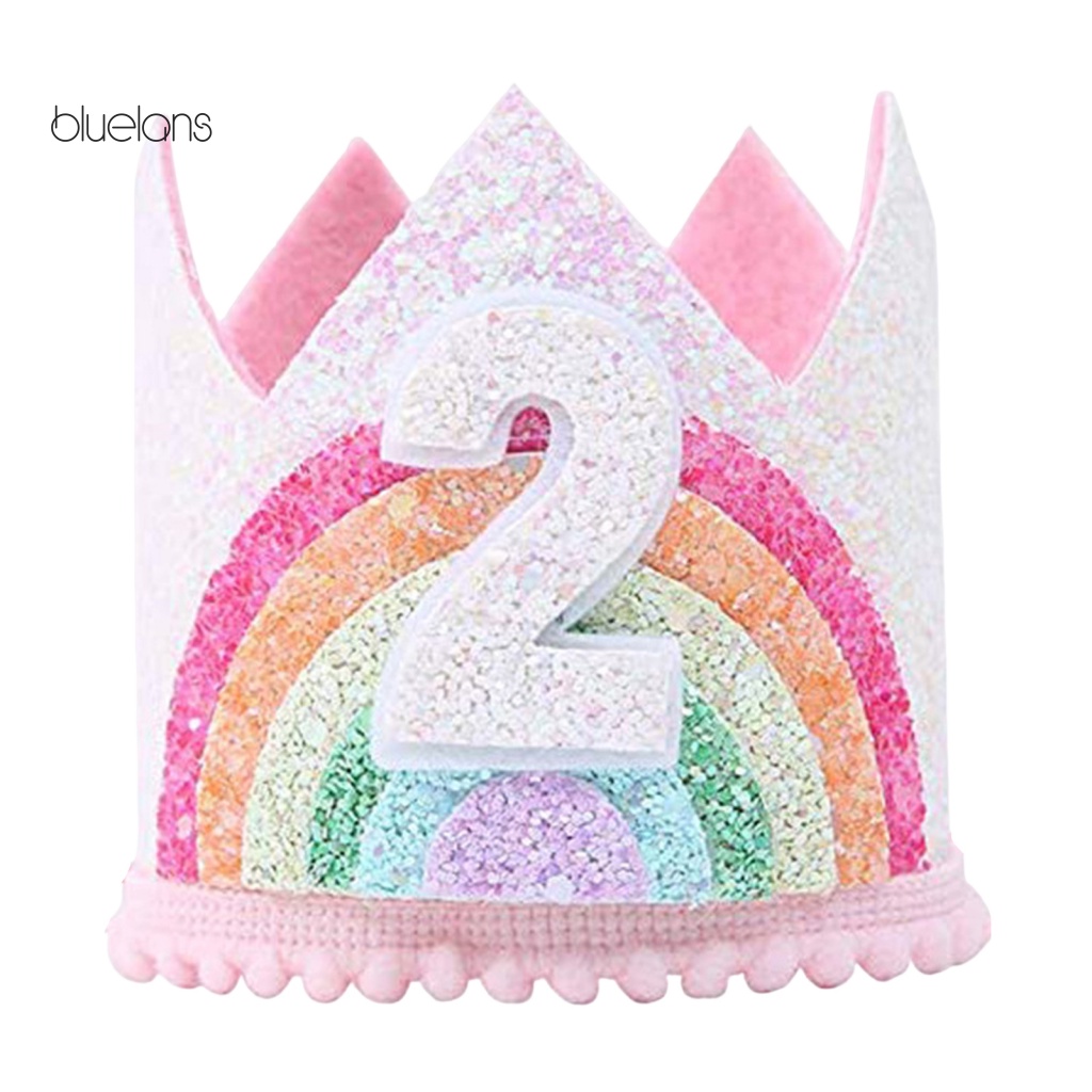 Bluelans Soft Party Crown Party Supplies 1st 2nd 3rd Happy Birthday Party Hat Shining