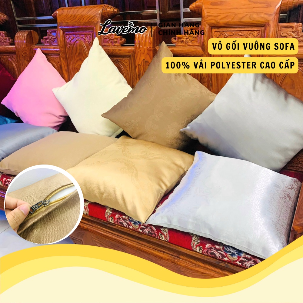 Vỏ Gối Vuông Sofa LAVEMO 45X45cm 100% Vải Polyester Cao Cấp Dày Dặn Đẹp Khóa Kéo Chắc Chắn Tựa Lưng Trang Trí VG