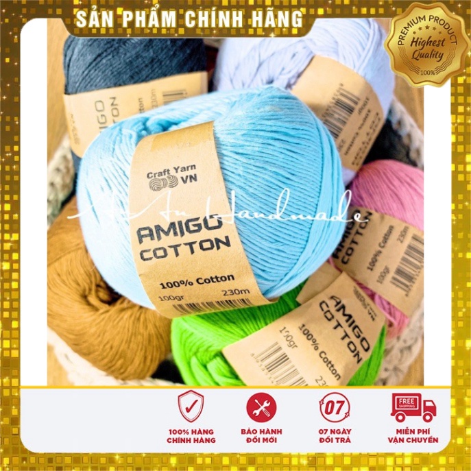Sợi Amigo cotton 100% - Cuộn 100gr ( Full bảng màu)