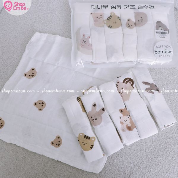 Set 6 Khăn Mặt Aden Sợi Tre 100%