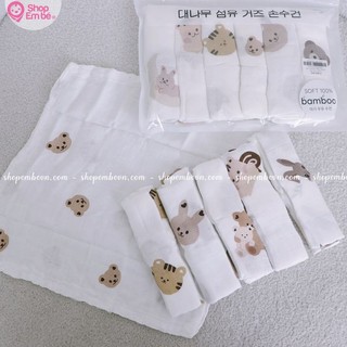 Set 6 khăn mặt aden sợi tre 100%