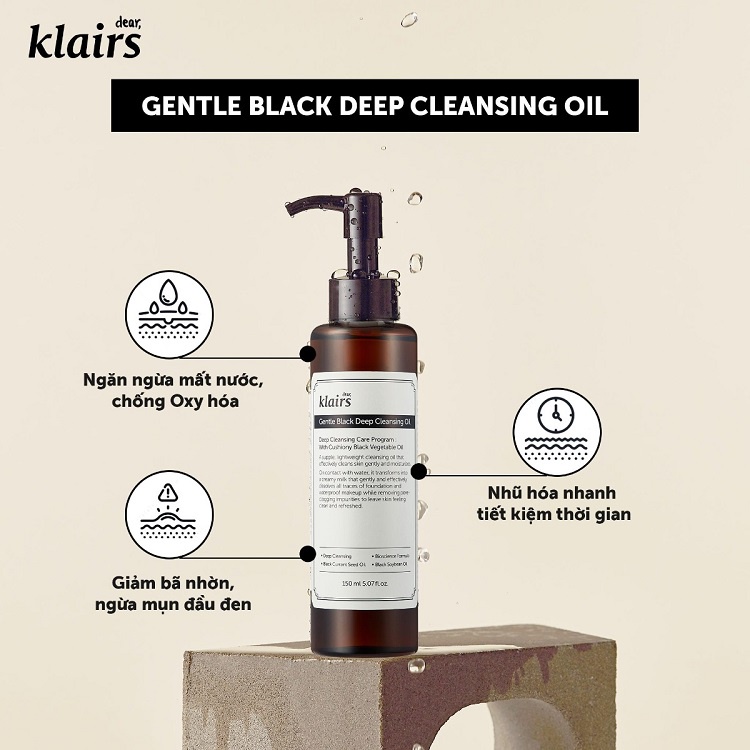 Dầu Tẩy Trang Klairs Gentle Black Deep Cleansing Oil 150ml Hàn Quốc