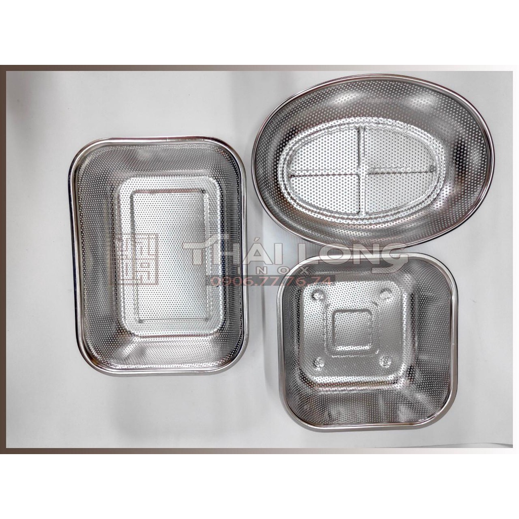 Rổ Inox Chữ Nhật/ Hình Vuông/ Hình Oval Loại Dày Đủ Size