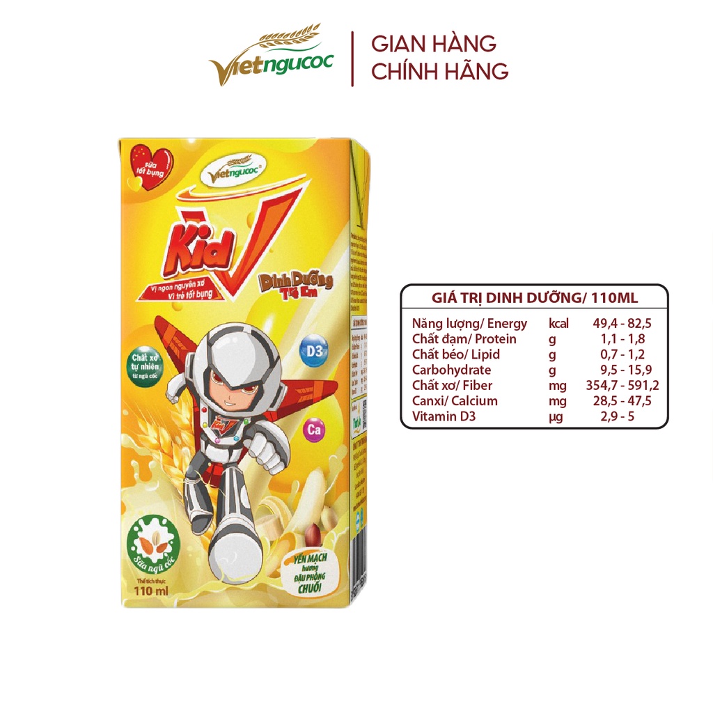 Thùng 48 Hộp Sữa Yến Mạch Vkid VIỆT NGŨ CỐC Cho Bé Thơm Ngon Nhiều Vị 110ml Bao Bì Cũ