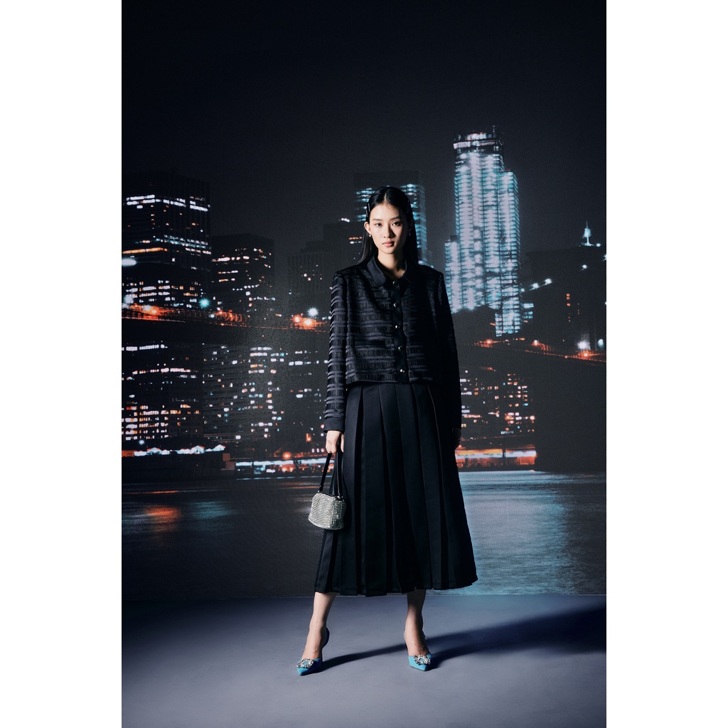 Chân váy xếp li đen dáng dài ÀTOUS CECILE chất tafta cao cấp thiết kế trẻ trung sang trọng thanh lịch