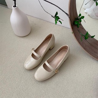 Mei Mei Shoes designed by Korea - Giày dây quai da bóng, đế 5cm và đế 3cm