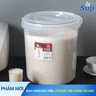 Thùng Đựng Gạo Hình Tròn Có Nắp Đậy Chống Ẩm Tiện Dụng