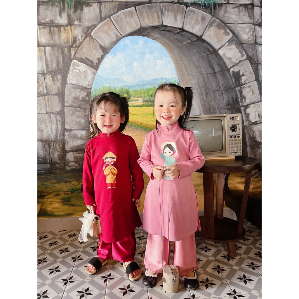 ÁO DÀI CACHA TÂN IN HÌNH CÔNG CHÚA 3 MÀU ( K4)