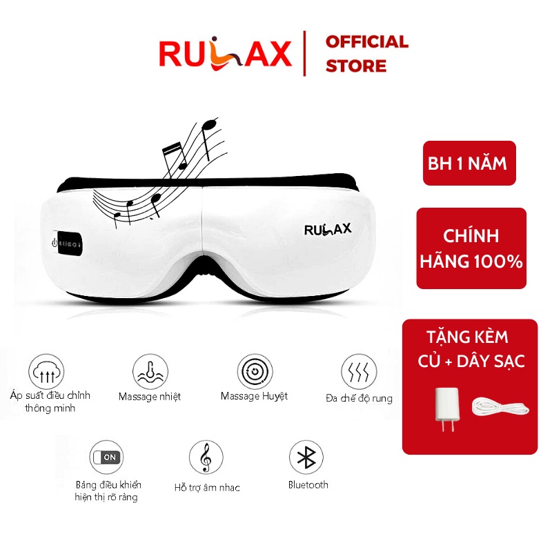 Máy Massage Mắt Thông Minh Rulax phiên bản mới nhất 2021 Trị Mỏi Mắt, Thâm Quầng (Tích Hợp Bluetooth Nghe Nhạc )