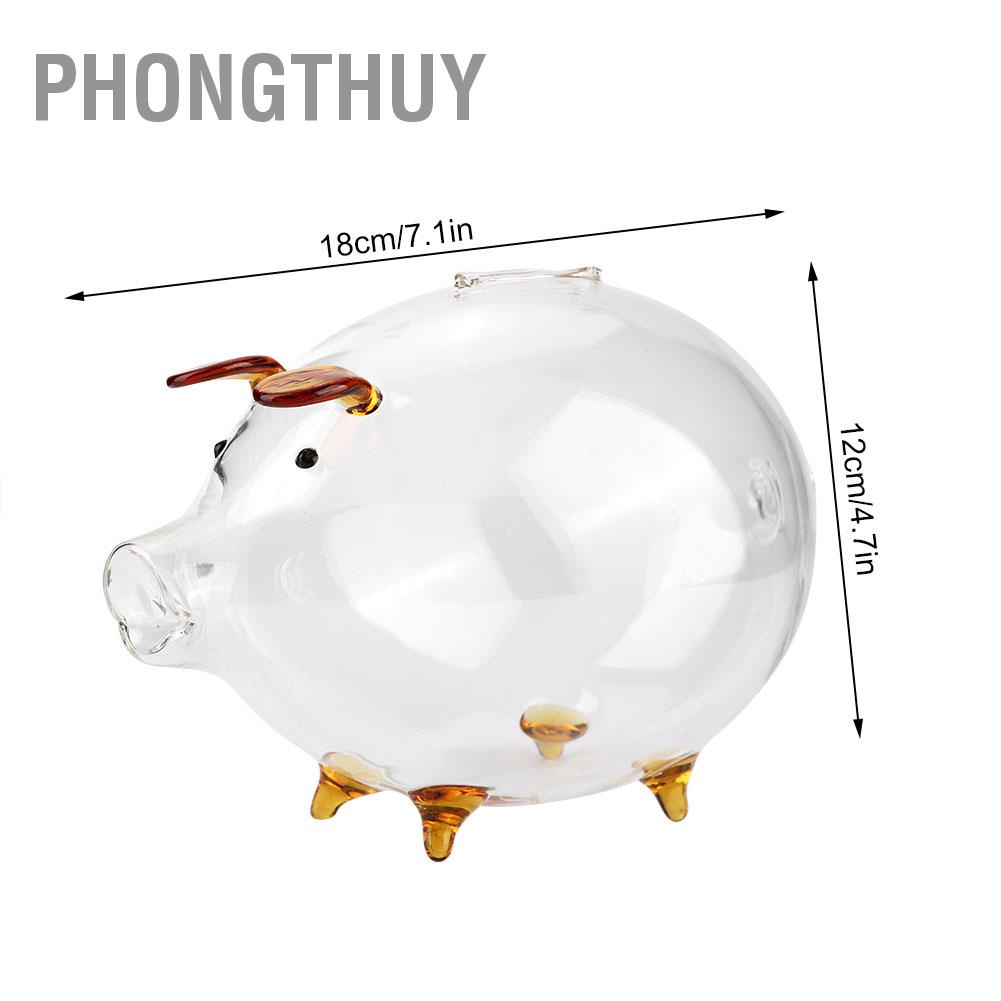 Ống Heo Đất Tiết Kiệm Thủy Tinh Trong Suốt Dễ thương Sáng Tạo Quà Tặng Trẻ Em 【PhongThuy】