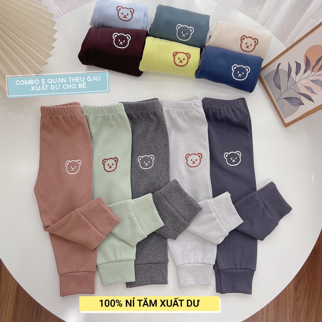 BÁN SỈ SET 5 QUẦN NỈ TĂM BÉ TRAI THÊU GẤU