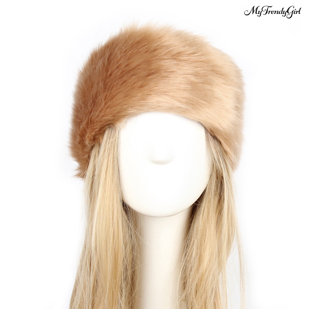 Mũ Turban Rộng Vành Phối Lông Giả Dày Dặn Màu Sắc Thời Trang Cho Nữ