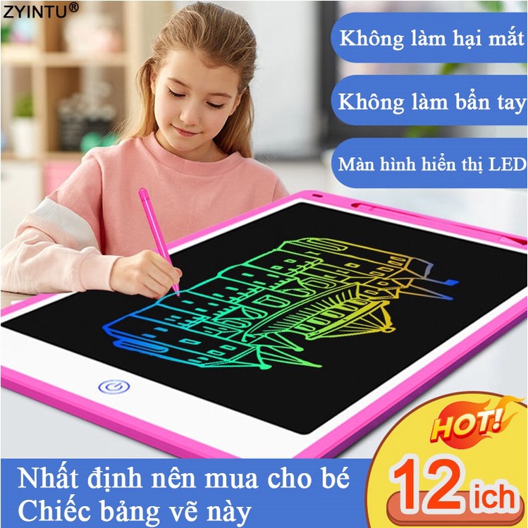 ZYINTU Bảng Viết Bảng Vẽ Điện Tử Thông Minh LCD 12 inch Thúc Đẩy Tư Duy Sáng Tạo Cho Bé Tự Động Xóa