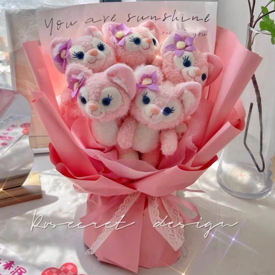 Bó Hoa Búp Bê Gấu Dâu Hoạt Hình Quà Tặng Sinh Nhật Cho Bạn Gái