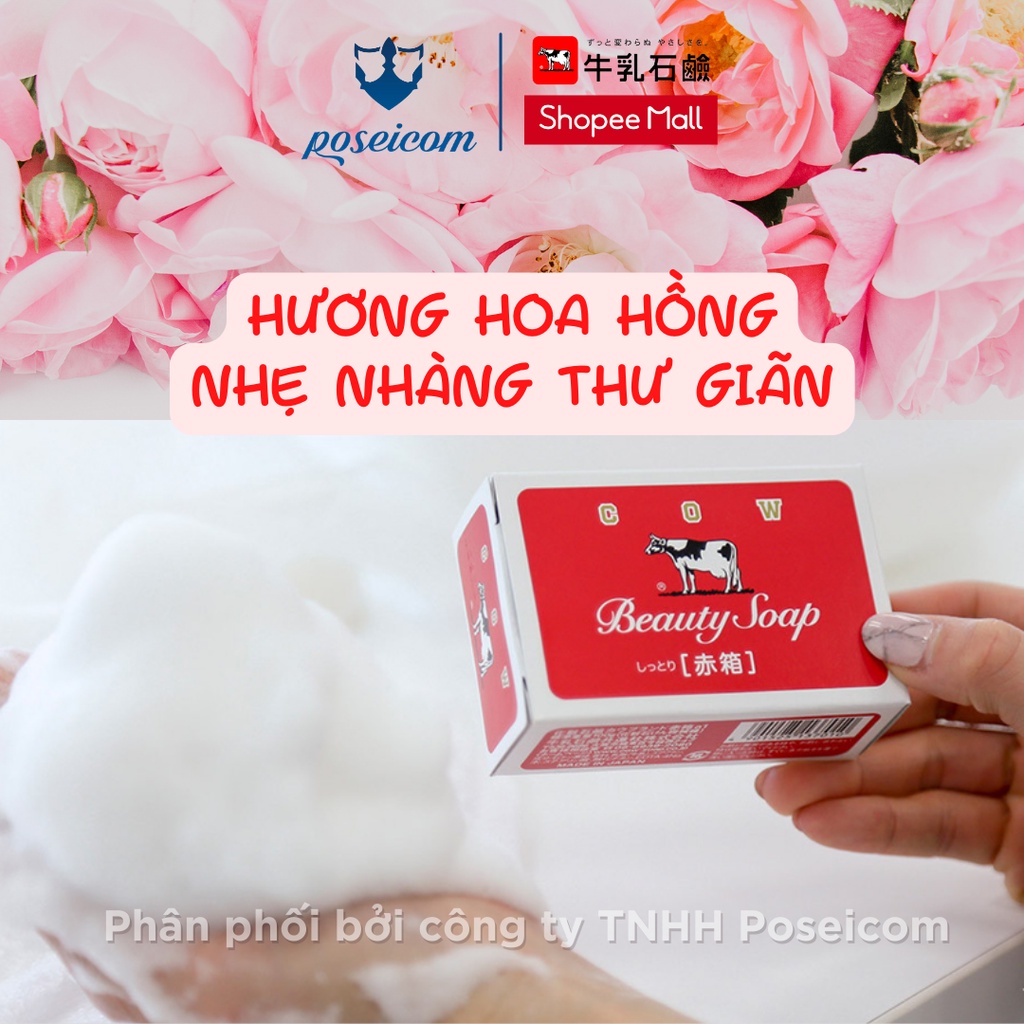 Xà Bông Sữa Bò Tắm Sáng Da COW BEAUTY SOAP RED BOX xà phòng tạo bọt 100g Nhật Bản