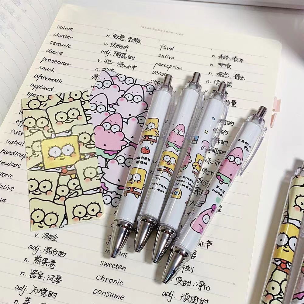 Bút Gel Đen Ngòi 0.5MM Nhanh Khô In Họa Tiết Hoạt Hình SpongeBob Dễ Thương Cho Học Sinh văn phòng phẩm