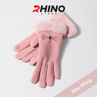 Găng tay nữ lót lông giữ ấm, chống gió Rhino G902 đi xe máy freesize