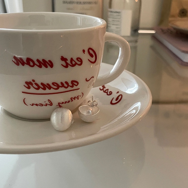 Bông tai nữ màu vàng - bạc 925 thiết kế tròn nhám dáng gài hợp kim titan cao cấp phong cách Hàn Quốc Boho