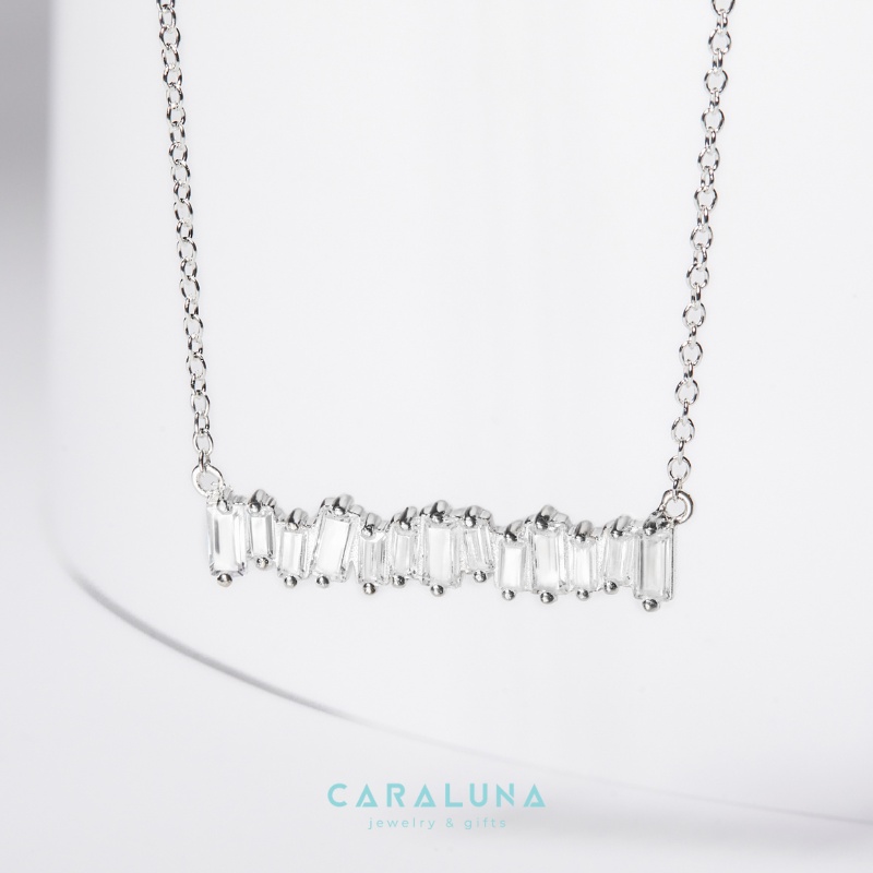[Có bảo hành] Dây Chuyền Bạc Nữ CARA LUNA Đính Chuỗi Đá Chữ Nhật Ziczac - Shine - VYN500
