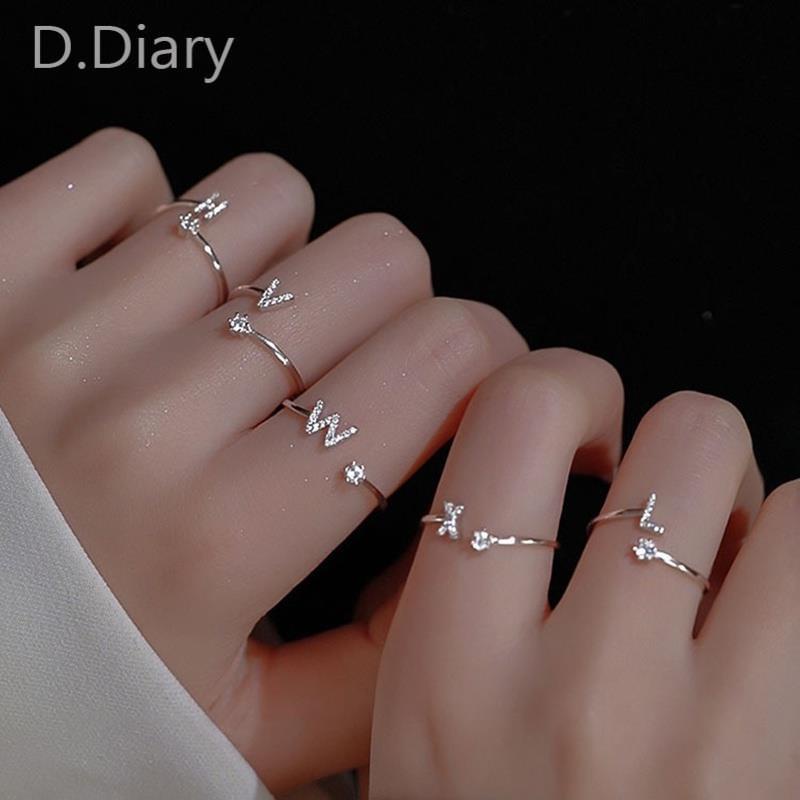 Nhẫn Cặp Khắc Chữ Cái / Chữ Số Tùy Chỉnh Kích Thước A-M Thời Trang Cho Nam Và Nữ dreamdiary
