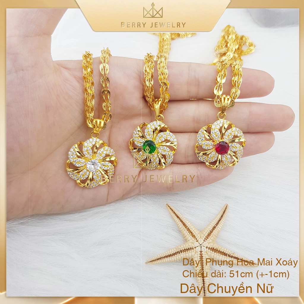 Dây Chuyền Nữ Bản Lớn, Vòng Cổ Dây Phụng Mặt Hoa Mai Xoáy Size Vừa Bền Màu Cao Cấp D4230