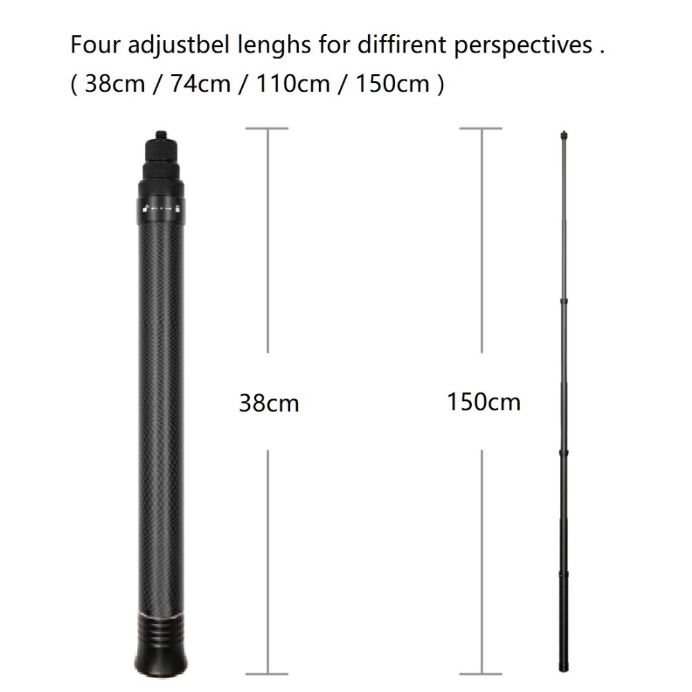 Ultra-light 3M carbon fibre selfie stick Gậy Tự Sướng 3M Bằng Sợi Carbon Siêu Nhẹ Cho Insta360 X3 ONE X2 / ONE R / ONE X GoPro 10 Action