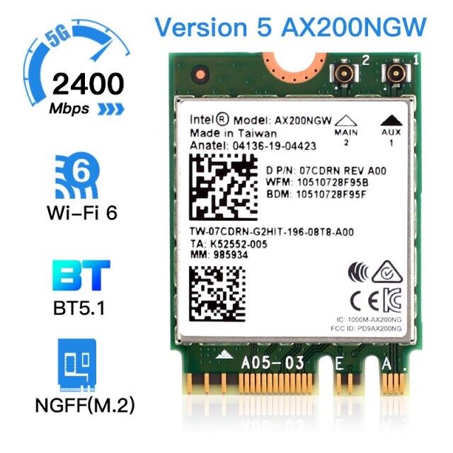 Bảo hành 12 tháng. Card Intel AX200 NGW WiFi Bluetooth Wifi 6 . Thẻ mạng không dây Wireless M2 cho máy tính | BigBuy360 - bigbuy360.vn