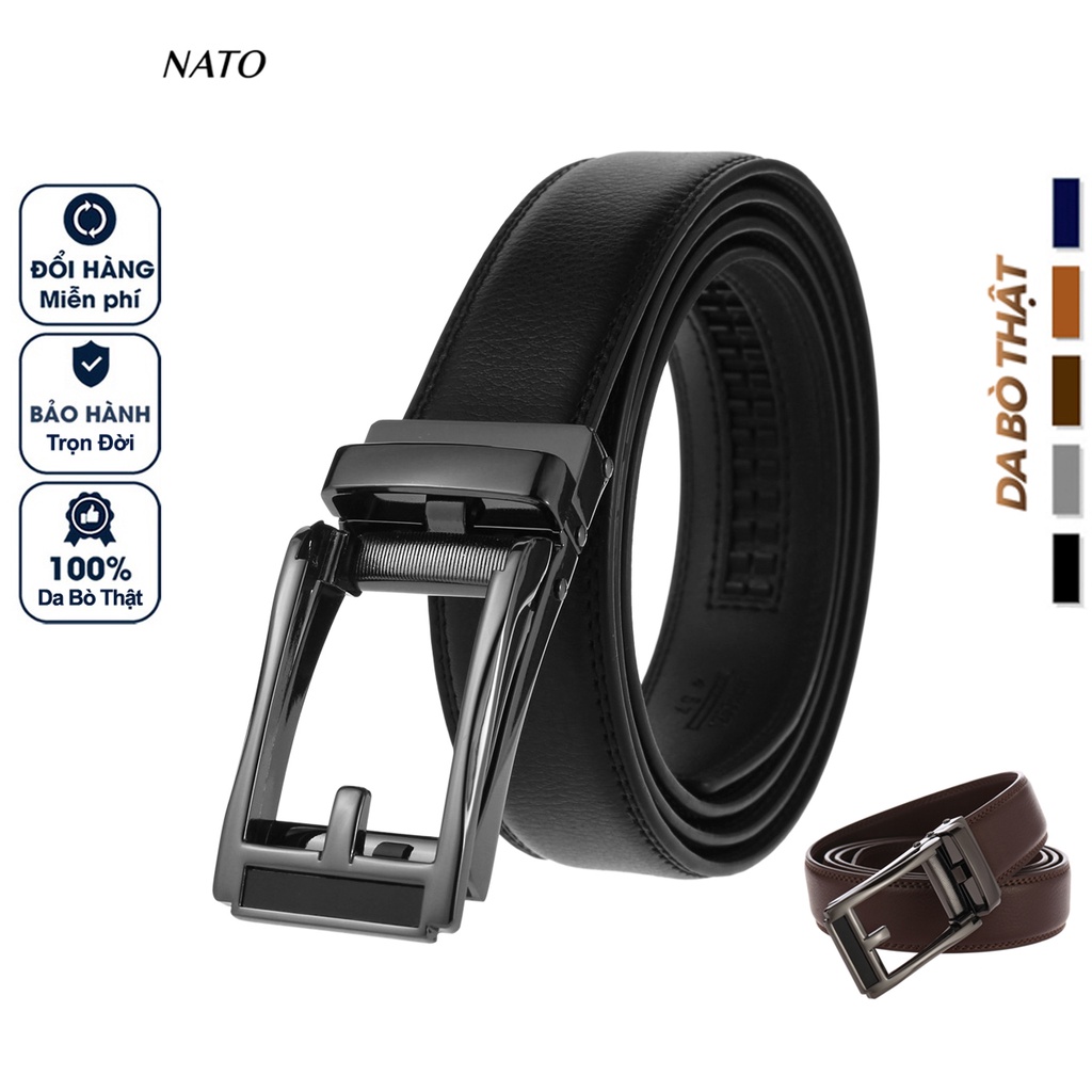 Thắt Lưng Nam EPSOM Khóa Tự Động Da Bò Thật Cao Cấp Bền Đẹp Sang Trọng Công Sở Thời Trang Đi Làm Học Bản Nhỏ NATO