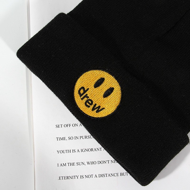 Mũ len thêu hình mặt cười phong cách thời trang hip hop dành cho Nam Và Nữ WHMU-02