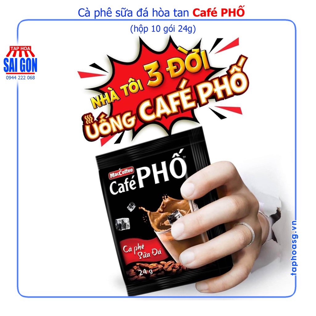 Cà phê sữa đá MacCoffee Café Phố hộp 240g  cà phê sữa sánh quyện, đậm đặc, tinh tế, nồng nàn quyến rũ