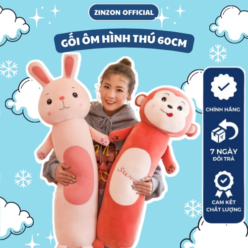 Gối ôm thú nhồi bông size 60Cm êm mịn dễ thương cao cấp ZinZon