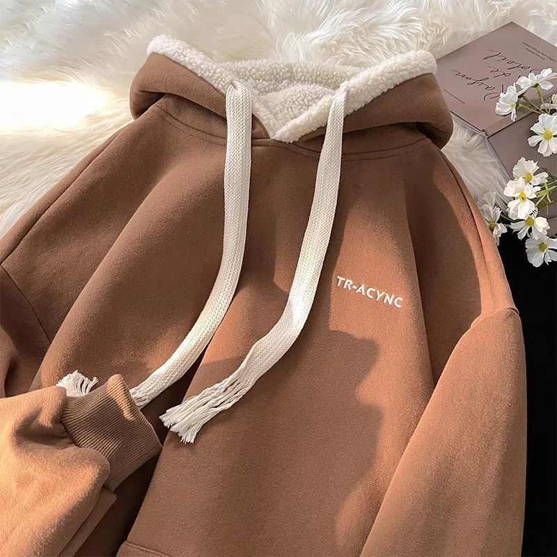 COZOK Áo hoodie COZOK tay dài dáng rộng phong cách thời trang Hàn Quốc
