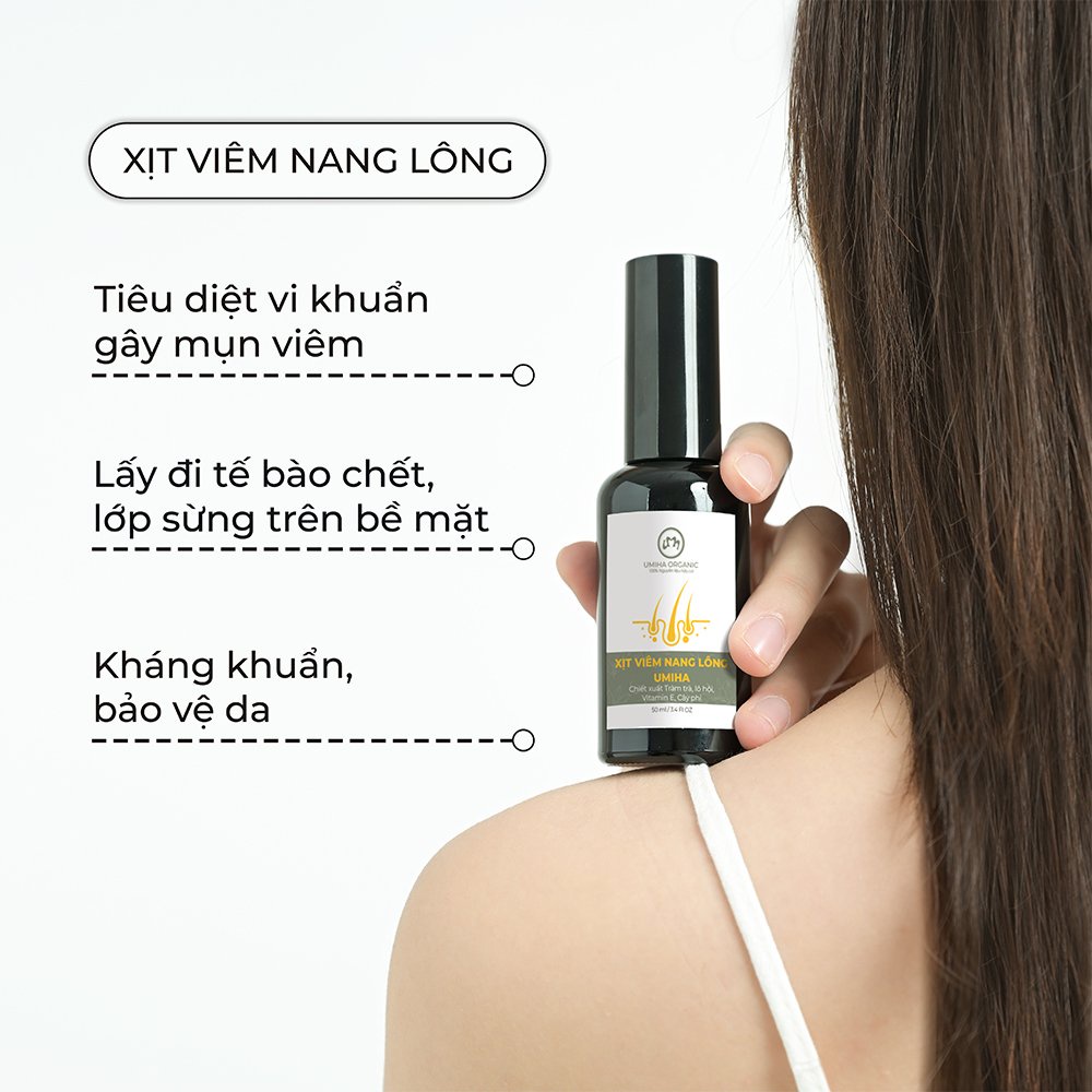 Xịt viêm nang lông UMIHA (50ml) - Trắng da, mờ thâm, khắc phục viêm nang lông, viêm da cơ địa, lỗ chân lông, mụn lưng