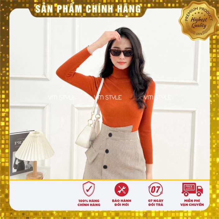 Áo len nữ cổ lọ tay dài VMSTYLE dáng ôm giãn nở trang điểm thu đông korea - ALU00063