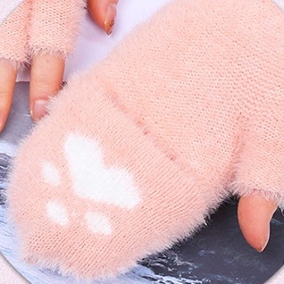 Găng tay len nữ cute WINDY bao tay len hở ngón lông cừu hở ngón giữ ấm mùa đông GT06