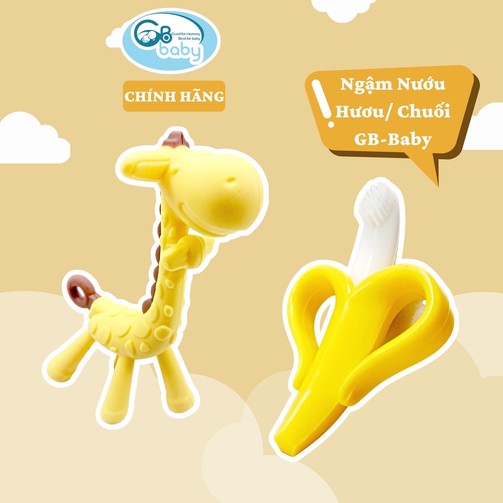 Ngậm nướu Silicon cho bé GB-Baby hình hươu và chuối an toàn cho nướu lợi của bé