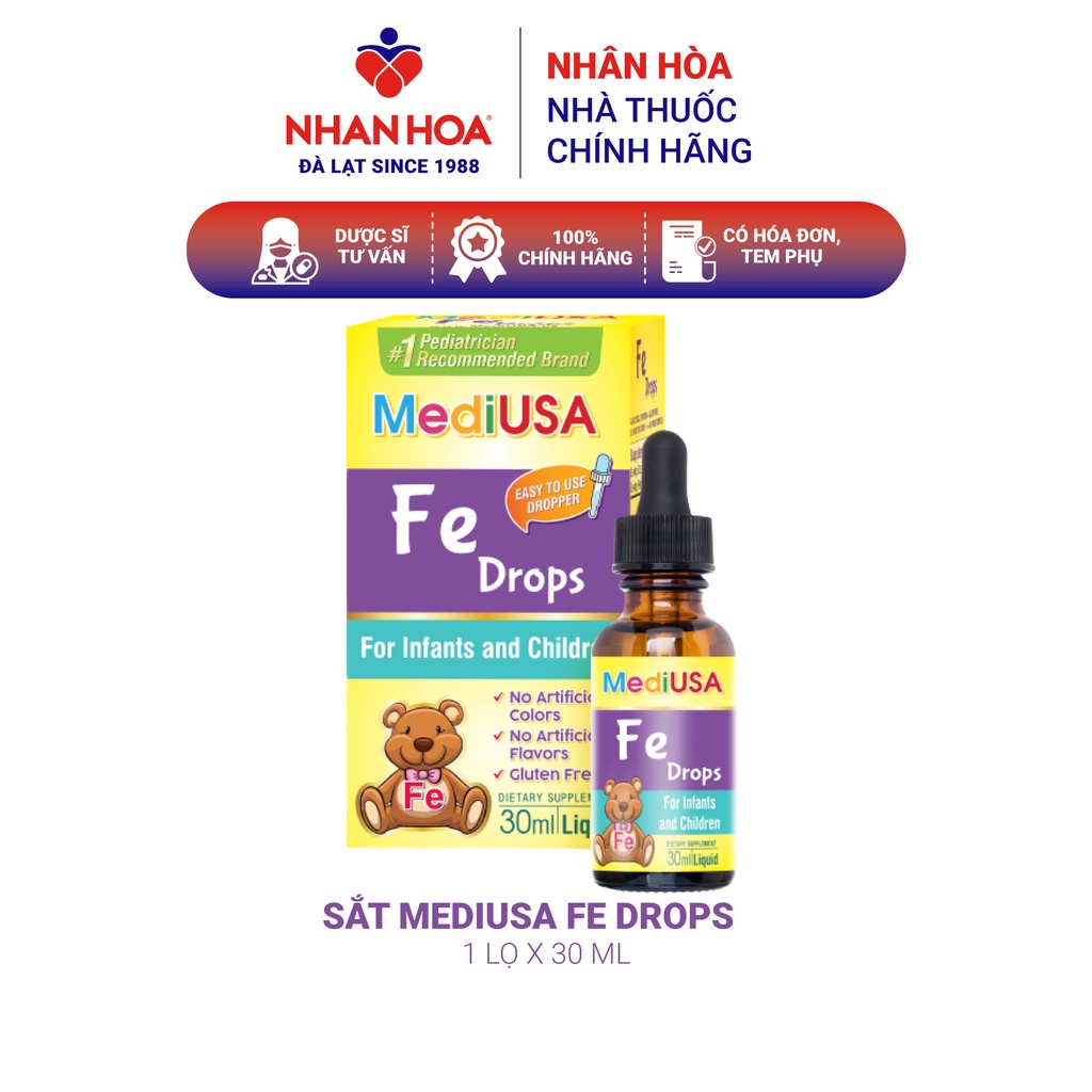 Sắt MediUSA Fe Drops lọ 30ml