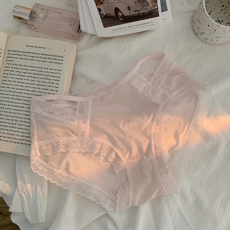 Quần Lót cotton Phối Ren Thoáng Khí Lưng Vừa Nhanh Khô Quyến Rũ Cho Nữ
