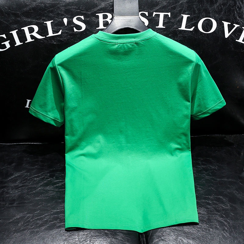 Áo Thun Tay Ngắn Dáng Ôm Đính Kim Cương Giả Cao Cấp Thời Trang Châu Âu Sành Điệu Cho Nam