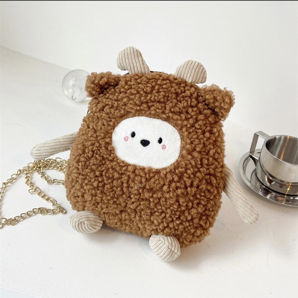 Túi Đeo Chéo Gấu Bông Con Cừu  Dây Xích - Túi Đeo Vai Gấu Xinh Xắn